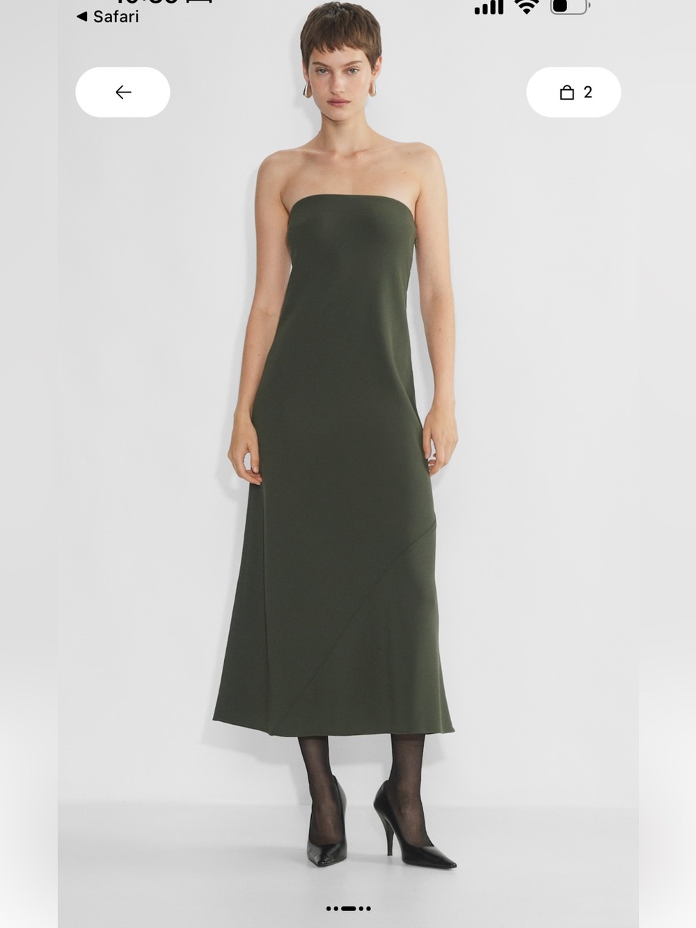 Aritzia Resolution Strapless Olive Green Dress XXS